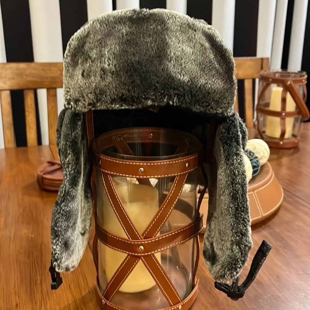Stetson Winter Trapper Earflap Hat Cap plaid check grey Hunting Mens Size Large